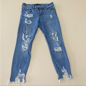 Express mid rise distressed ankle jean legging size 4 short